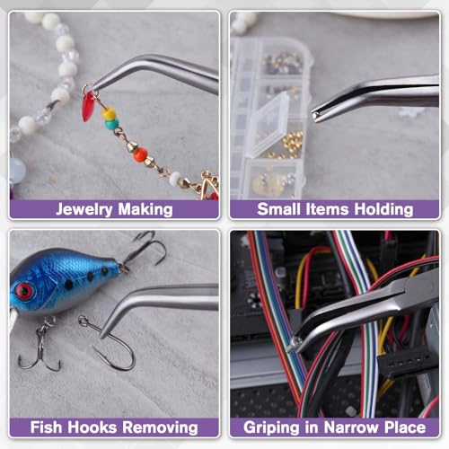 Image of SPEEDWOX 45 Bent Needle Nose Pliers With Smooth Jaw for Jewelry & Fishing