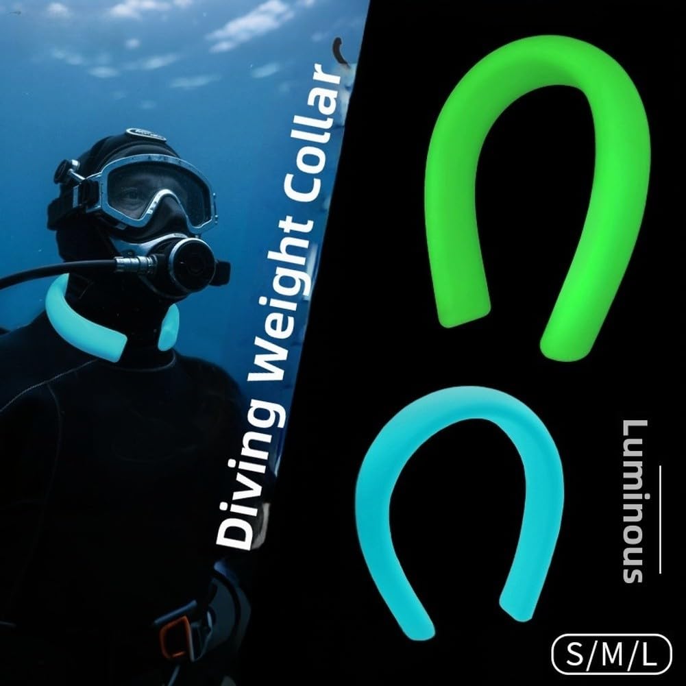 Peso per anello da collo fosforescente per immersioni, con esterno in silicone pieghevole, ottimizzato per prestazioni idrodinamiche in immersioni e snorkeling (L verde)