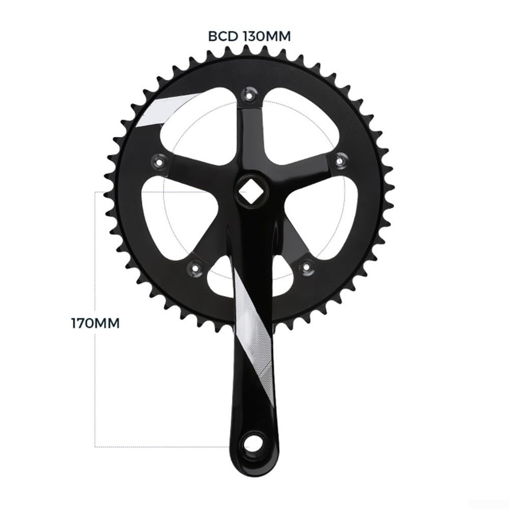 Guarnitura di ricambio 130BCD 48T, corona singola, 170 mm, pedivella, foro quadrato per bici a scatto fisso, progettata per adattarsi agli standard del movimento centrale 103 (argento)