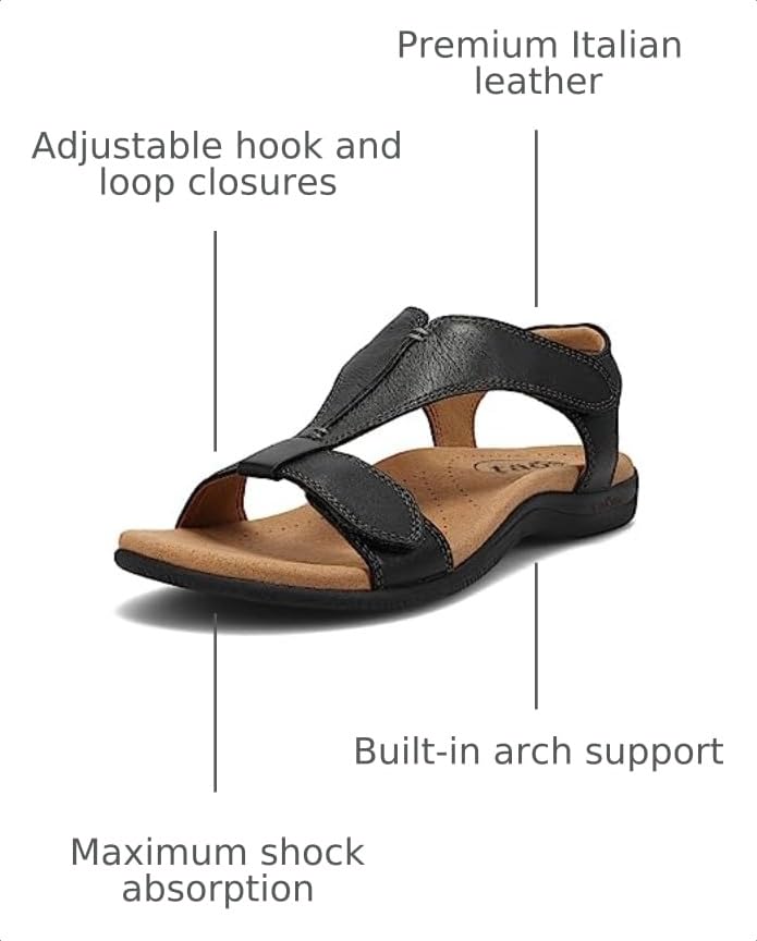 Image of Taos The Show Premium Leather Women's Sandal - Experience Everyday Style, Comfort, Arch Support, Cooling Gel Padding and an Adjustable Fit for Exceptional Walking Comfort