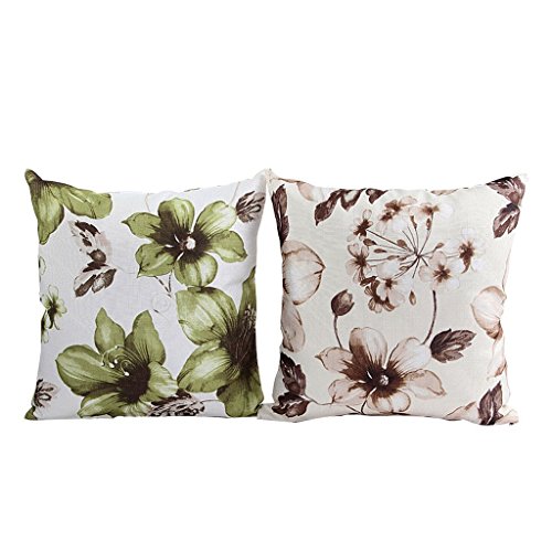 Lazamyasa Printed Rose Cover Pillows Case Soft Throw Pillow Double-Sided Digital Printing Couch Pillowcase Square 18 X 18In,Green #TOP1