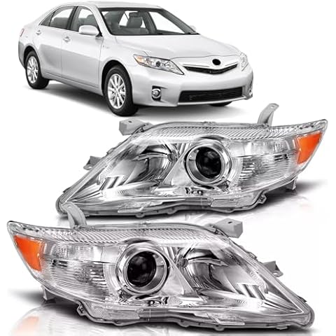 Kspeed Headlights Assembly for 2010-2011 Camry Chrome Clear Headlamp Set for 10-2011 Camry Left&Right Side Cover