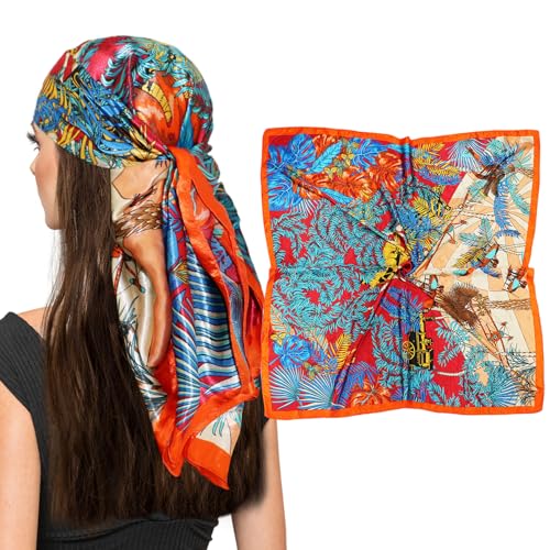 vimate 35" Square Silk Like Head Scarf - Women's Fashion Silk Feeling Scarf for Hair Wrapping and Sleeping at Night.