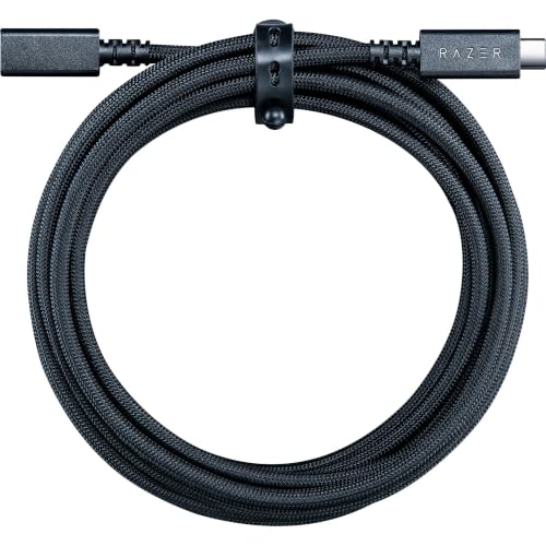 Razer USB Type-C Extension Cable — 3 Meter (9.8 ft) Braided Nylon Mesh, Trip-Safe Quick Release, 3A Fast Power Support for Gaming Chairs & USB-C Devices — Black