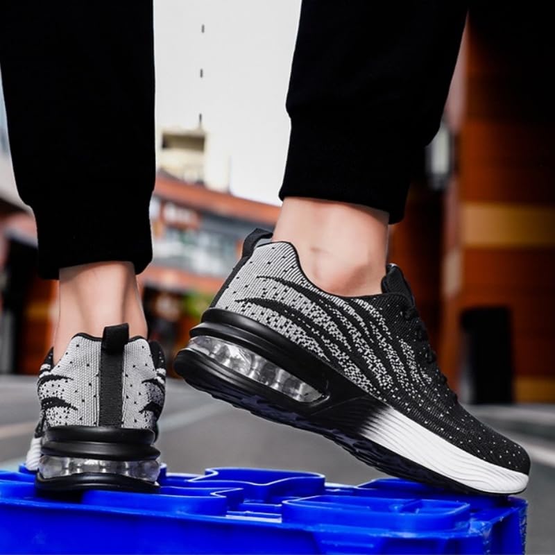 Mens Fashion Stripe Casual Running Shoes - Breathable Mesh Upper, Lightweight PU Sole, Air Cushioned, Lace-Up Closure3