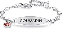 Vista 174 de mnmoom Pulseras de alerta médica para mujer, pulseras de identificación médica de corazón de acero inoxidable con grabado gratuito