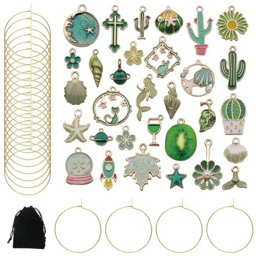 LEEQ Segna Bicchieri Calici - 31pcs Segnabicchieri Ciondoli per Bicchieri di Vino Set, Segnabicchieri per Calici, Decorazioni per Feste Degustazione di Vini