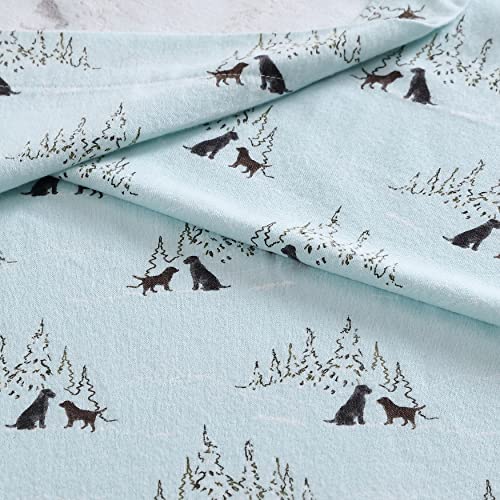 Image of Eddie Bauer - Flannel Sheets Twin Size, Anti-Pilling & Wrinkle Resistant Cotton, Touchably Soft for All-Season Comfort - Bed Sheets with Matching Pillowcases & Fitted Sheet (Dog Friends Blue)