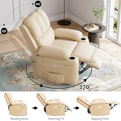 Sillón Plegable Cuero Beige miniatura 5