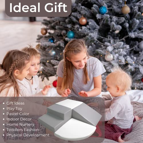 Wonder Space Tiny Climb And Crawl Soft Foam Play Set, Indoor Room Preschool Corner Baby Stage Slide Activity Play Structure, Motor Skills Early Development Gym Toy For Toddlers And Kids, Grey #TOP4