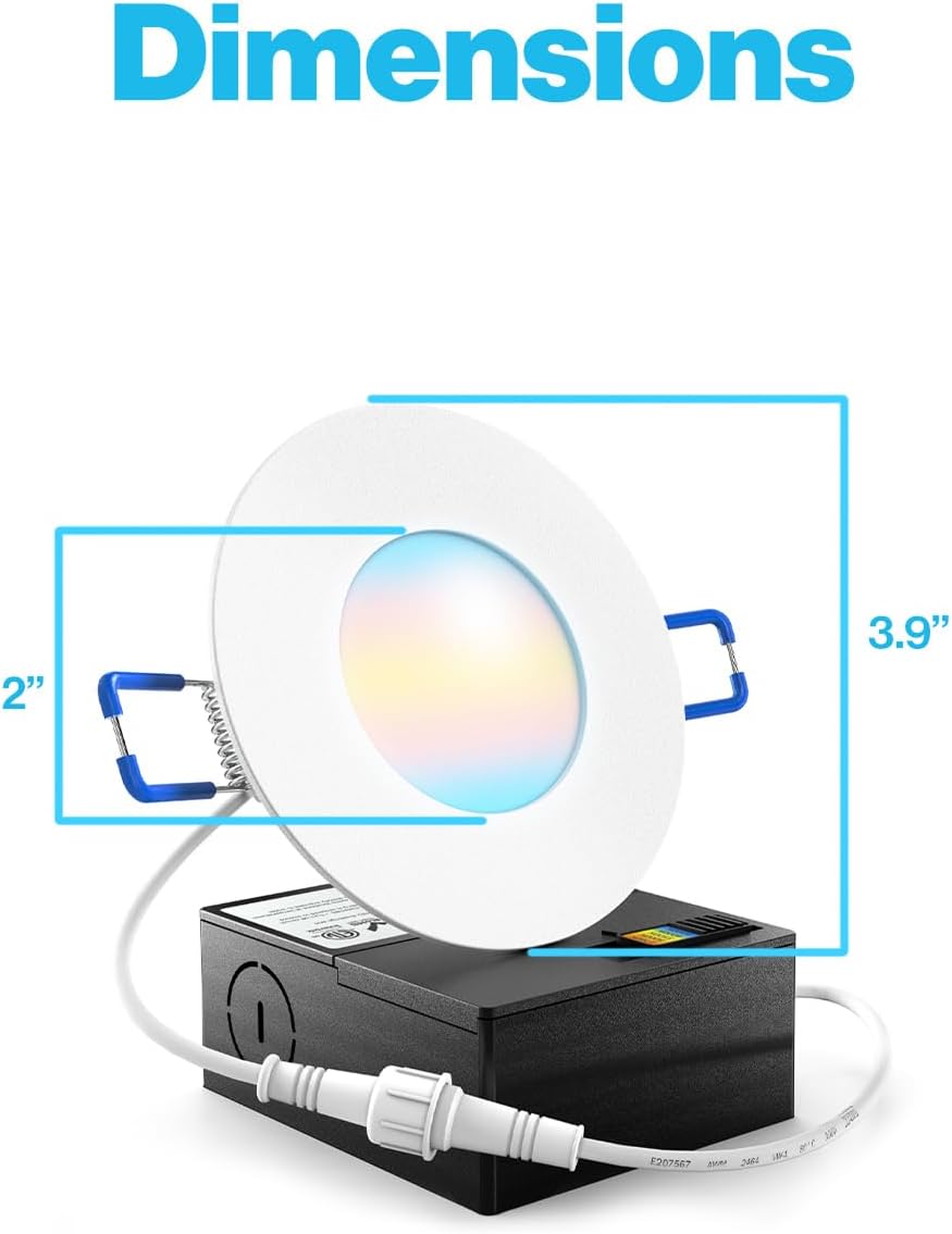 Sunco 12 Pack 3 Inch LED Recessed Lights, Ultra Thin Ceiling Lighting, 500 LM, 8W (50W Equivalent), Selectable C2700K/3000K/4000K/5000K/6000K, Dimmable, Wafer Thin, Canless with Junction Box