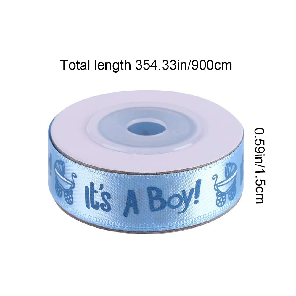 Satin Ribbon Baby Blue Ribbon Smooth Fabric Ribbon 1.5cm*10 Yard Gift Wrapping Ribbon for Baby Boy Anniversary Party and Blue Cake Decoration Blue Ribbon for Gift Wrapping,Ribbon for Sewing - Image 2