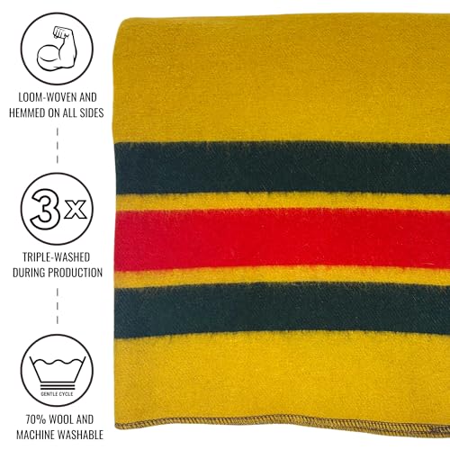 Image of Arcturus Rainier Wool Blanket, Warm, Thick, Washable Wool Blanket for Home, Outdoors, Camping, Tailgates, Picnic, Hunting, Travel & Emergency Kits, Twin Size, 4.5 lb, North Cascades