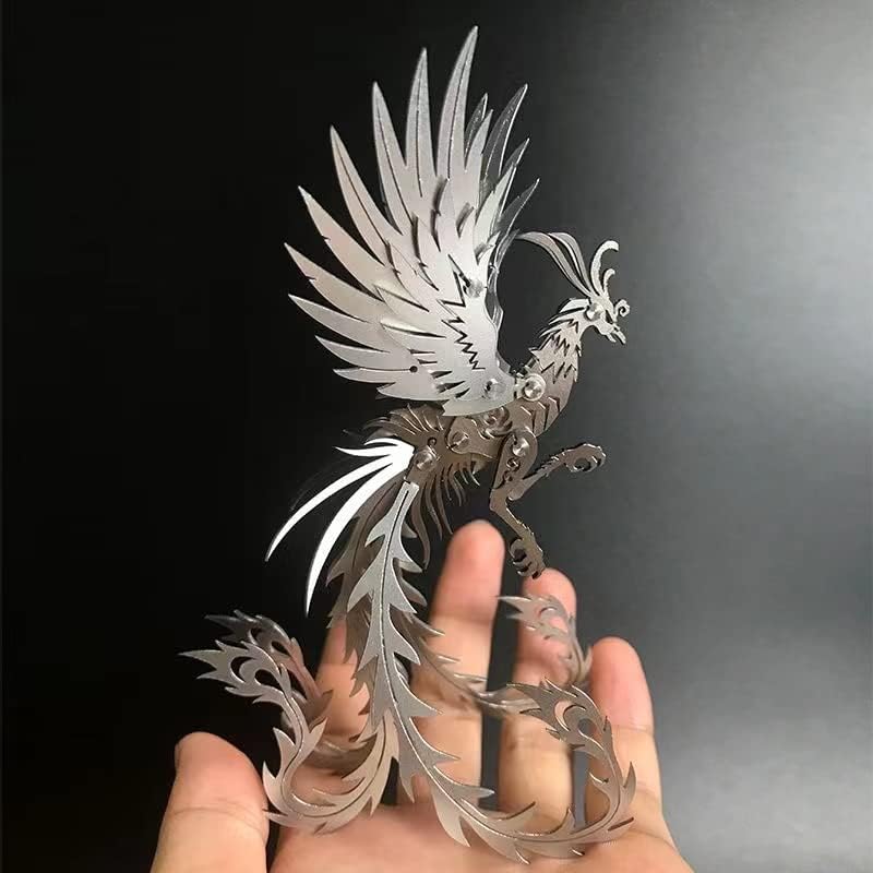 Miniatura 6 de Kits de modelo de metal 3D, rompecabezas de metal 3D de pájaro mecánico no muerto, serie de animales mitológicos de acero, rompecabezas de