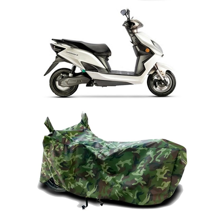 Image of DUFFEL-100% Heat Protection Two Wheeler Bike /Scooty Body Cover for Evolet Derby BS6 Water Resistance /UV-Rays /Birds Dropping /Scratchproof /Dust Proof /Waterproof[Green Jungle Print]