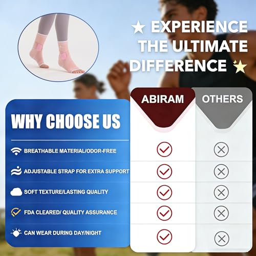 Image of ABIRAM Ankle Brace for Men & Women - Adjustable Compression Sleeve with Wrap, Stability Support & Relief for Sprained Ankle, Plantar Fasciitis & Achilles Tendonitis - Breathable Running & Sports Gear