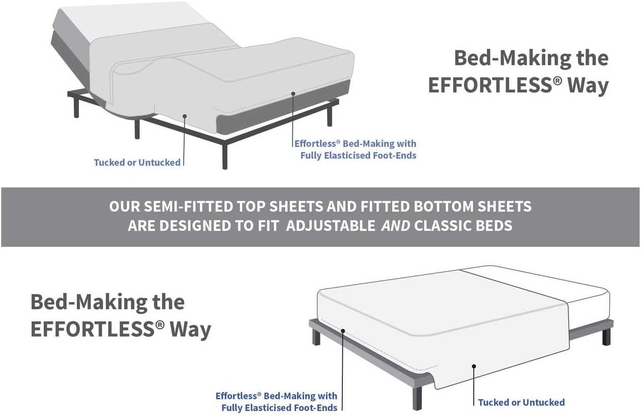 Effortless Bedding Oversized Adjustable Bed Sheet Set with New Elastic Grip Corner Straps 400TC 100% Cotton Long Staple Fibers, Finished with a Sateen Weave (California King, Sand Shell)