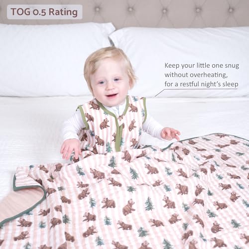 Image of LollyBanks Sleep Sack, 100% Cotton Neutral Baby Sacks, 0.5 TOG Sleep Sacks Lightweight with 2-Way Zipper