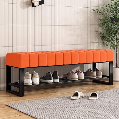 Banc de rangement à chaussures en velours assise noire 80cm