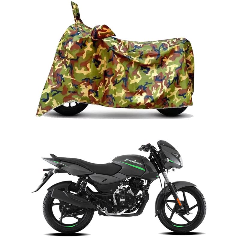 Image of Waterproof 100% PVC Coated Bike Scooty Two Wheeler Body Cover Compatible for Bajaj Pulsar 125-Disc /UV-Rays /Heat Protection /Birds Dropping /Scratchproof /Dust Proof [6X6 Jungle Print]