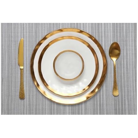 FunWheat Placemats Set of 4 Vinyl Washable Place Mats for Dining Table Durable Plastic Woven Table Mats 12inches x 18inches Easy Clean Indoor Outdoor Use(Rectangle Grey,4pcs) Cover