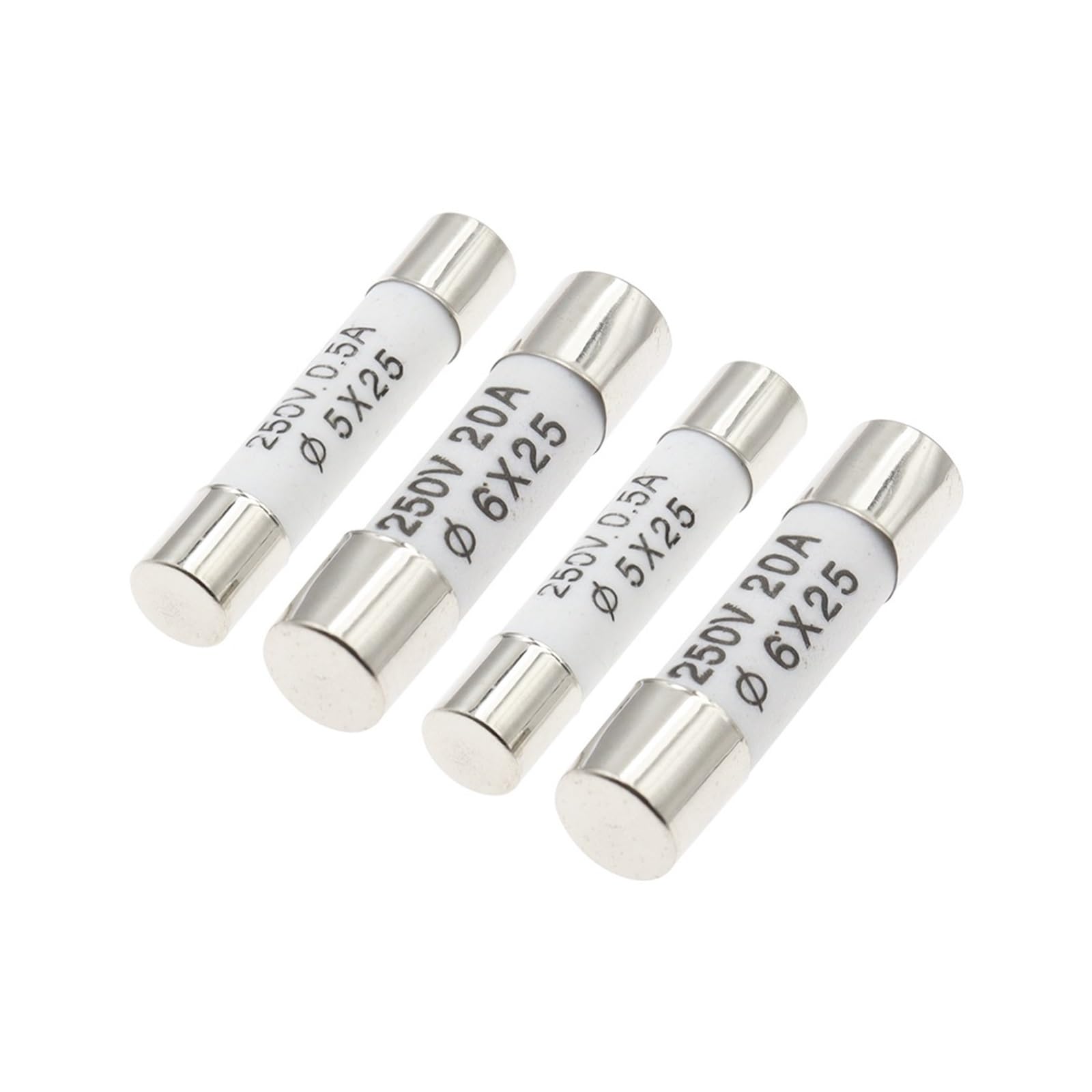 HYRBNSDLK Fuse 6x25mm Fast Blow 5 * 25 250V 0.5A 1A 2A 3A 4A 6A 8A 10A 13A 15A 16A 20A 25A 30A Ceramic(6X25MM-20PCS)