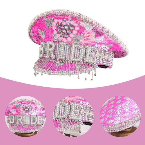 Chapeau de capitaine en cristal et strass pour mariée