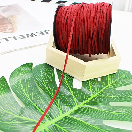 Cordón de piel sintética granate de 100 yardas resistente para collares y artesanía 5