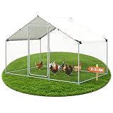 GYMAX Freilaufgehege Hühnerstall 3x8x2m, Hühnergehege 6㎡ mit sonnenbeständigem Dach, Drahtseitenwände & Riegelsystem-Tür, Tagesfreilauf für Hühner, Ente & Kaninchen