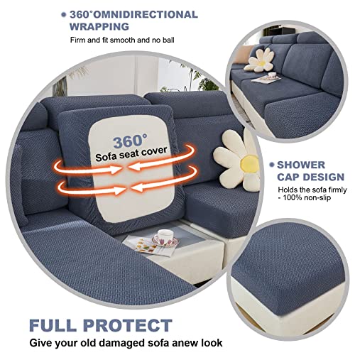 Couch Cushion Covers Sectional Sofa L Shape Slipcover Elastic Couch With Chaise Lounge Cover Furniture Protector For Living Room (Length 61-73Inch Width 35-43Inch, Chaise Cover) Weave Dark Grey #TOP5