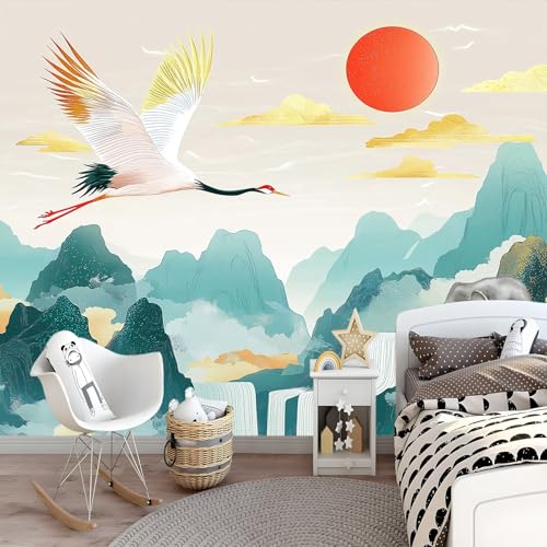 Papier peint photo paon vert 300x210 cm décor mural intissé pour salon