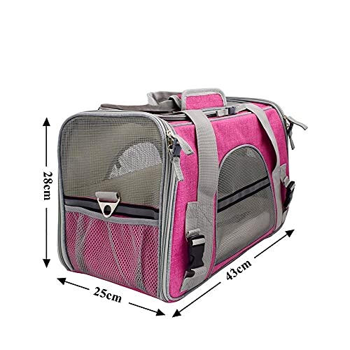 Bolsa De Transporte Pet Avião Para Cães E Gatos Luxo Bem Ventilada Segura Confortável (AZUL) (ROSA)
