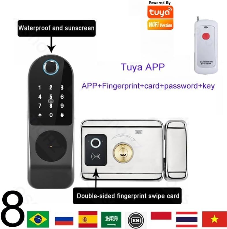 Serrure connectée Wi-Fi sans clé avec code d'accès numérique et application Tuya - 3