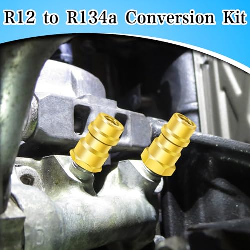 FANOVO R12 to R134a AC Retrofit Fitting Adapter Kit, R12 to R134a Conversion Kit, Compatible with 1/4 SAE Thread Low High Side Retrofit Conversion, for Auto A/C Refrigerant System