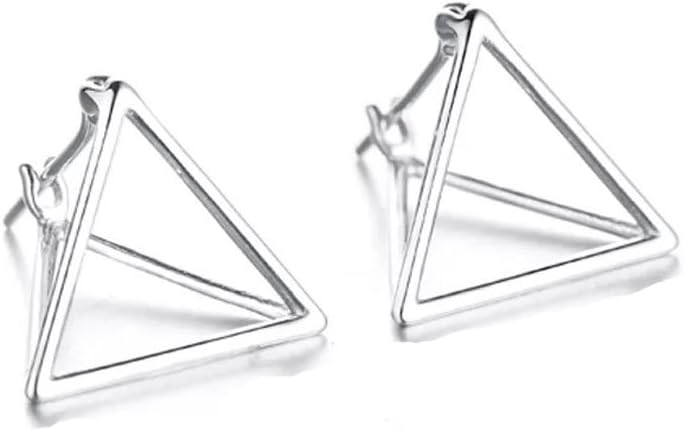 Helen de Lete Simple Geometric Triangle Sterling Silver Stud Earrings for Women