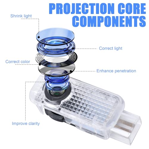 Fukaisu 4pcs Never Fade LED Door Light Logo Projection, Car Door Puddle Panel Lights Logo Projector Automotive Accessories Compatible with A3/A4/A5/A6/A7/A8/Q3/Q5/Q7/R8/TT/RS/S3/S4/S5/S6 (4 Rings) - Image 2