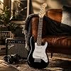 Fender Squier 3/4 Size Kids Mini Strat Electric Guitar Learn-to-Play Bundle w/ Amp, Cable, Tuner, Strap, Picks, Fender Play Online Lessons, and Austin Bazaar Instructional DVD - Black
