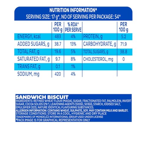 Image of Cadbury Oreo Vanilla Flavour Creme Sandwich Biscuit Mega Family Pack, 876.75 g (Pack of 2)