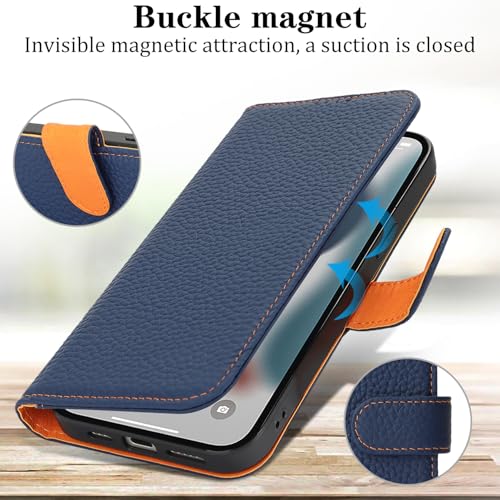Étui en cuir véritable pour iPhone 13 Pro, finition haut de gamme