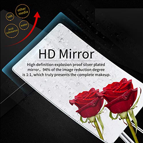 Gurun Frameless Rectangle Tabletop Vanity Mirror Single Side Adjustable Easy Positioning 5X Magnification 304 Stainless Steel Chrome Finish 2234（Chrome,5X #TOP2