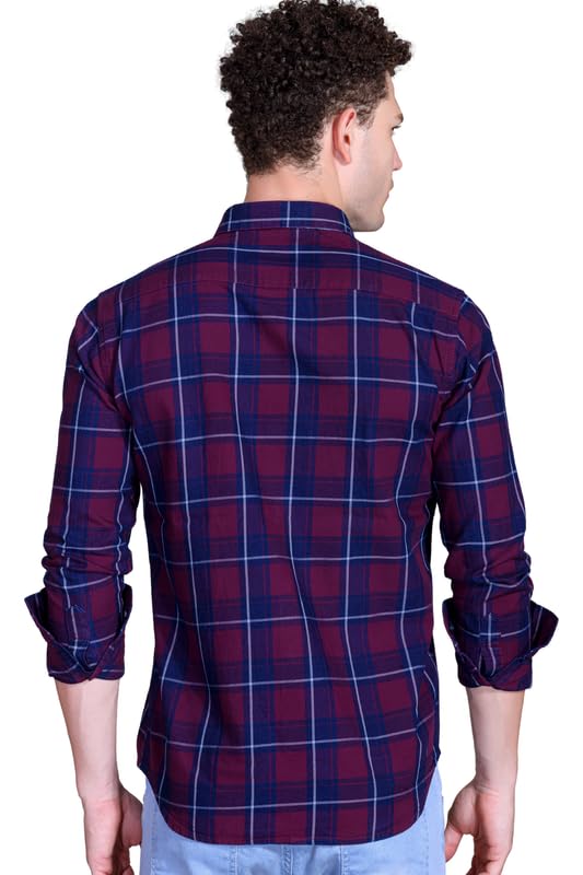 Image of SANE ORIGINALS Ingdigo Washed Checks Pure Cotton Shirt for Men