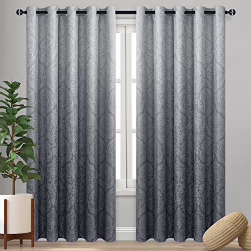 DWCN Ombre Blackout Curtains for Bedroom 60 x 84 inch, 2 Panel Set, Grey