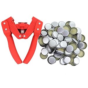 Capsuleuse de bouteille avec 120 capsules – pour bouteilles de bière faite maison ou bouteilles de limonade en verre – facile à utiliser
