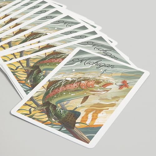 Baraja Michigan Underwater Trout, 52 cartas tamaño póker miniatura 5