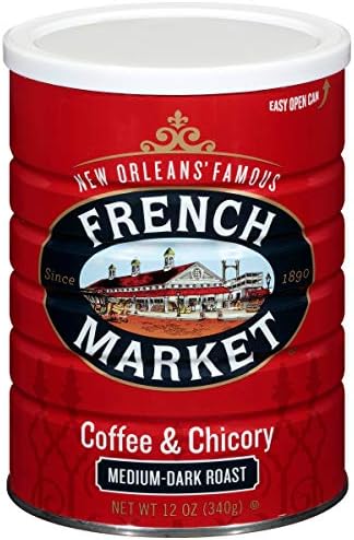 French Market Coffee City Dark Roast Ground Coffee & Chicory 12 Ounce Canister (Pack of 3)