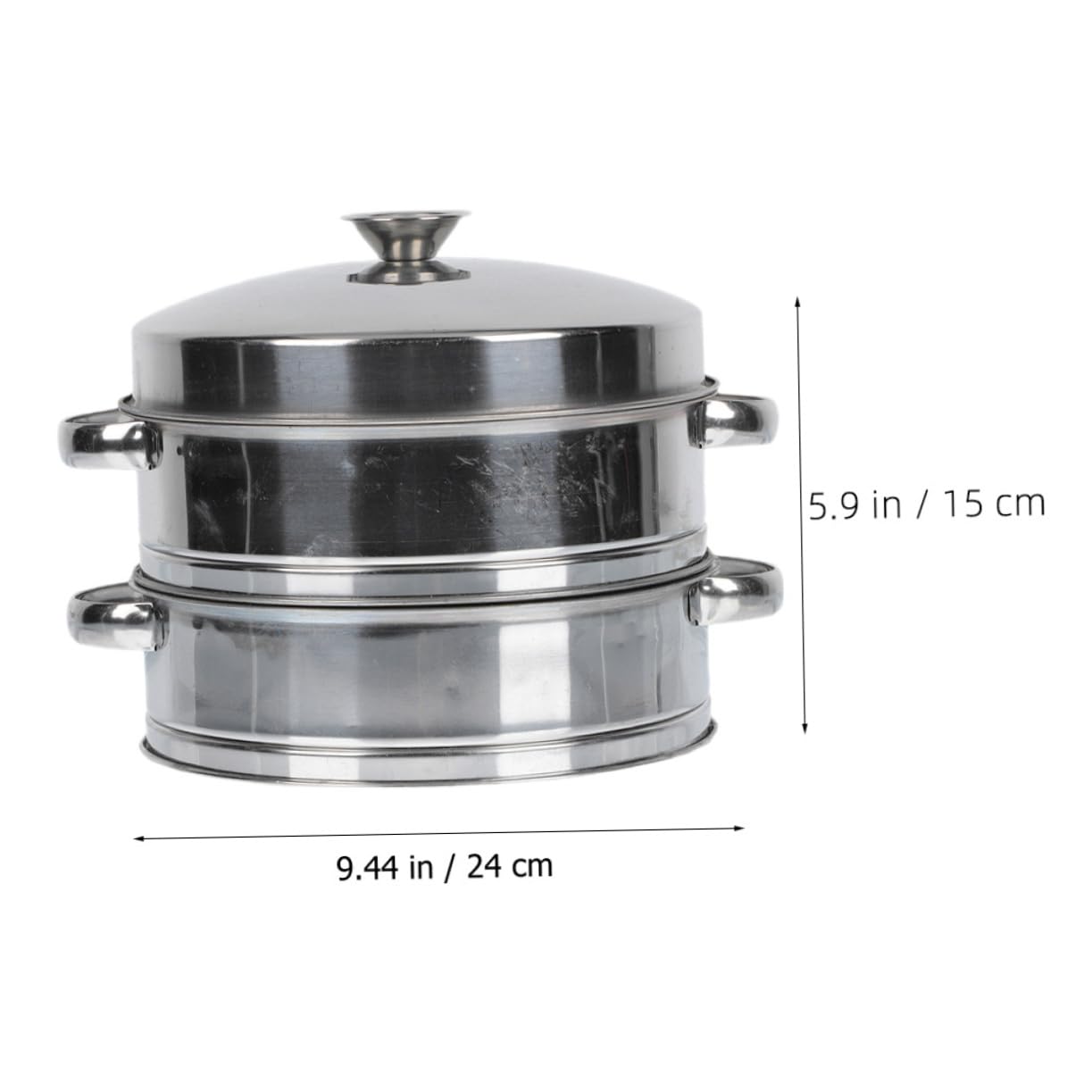 Alipis Vaporera de Cocina de Acero Inoxidable, 2 Niveles, con Tapa, para Verduras y Bollos al Vapor, Práctica para Hotel y Cocina