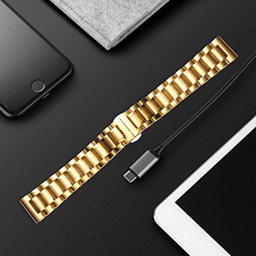 Stainless Steel Watch Bands With Straight & Curved End 5 Color(Gold, Sliver, Black, Rose Gold, Gold-Silver Two Tone) 9 Size(12Mm To 24Mm) #TOP1