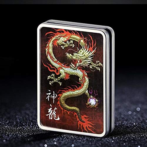 ZH Cigarette Case with Lighters, Cigarette Case, Built in USB Lighter Cigarette Box, USB Cigarette Lighter, Electronic Flameless Rechargeable Windproof Lighters, Can Hold 20 Cigarette Smoke,C