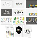 120-Pack Happy Birthday Cards and Happy Anniversary Cards - Includes 6 Colorful Birthday Designs, 6 Anniversary Designs, 10 of Each, Bulk Box Set Variety Pack with Envelopes Included, 4 x 6 Inches