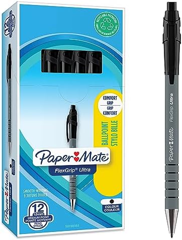 Paper Mate Flexgrip Ultra chowane długopisy kulkowe | cienka końcówka (0,5 mm) | niebieskie | 12 sztuk